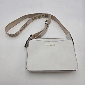 Michael Kors Jet Set Large Crossbody White MK Logo Camera Bag